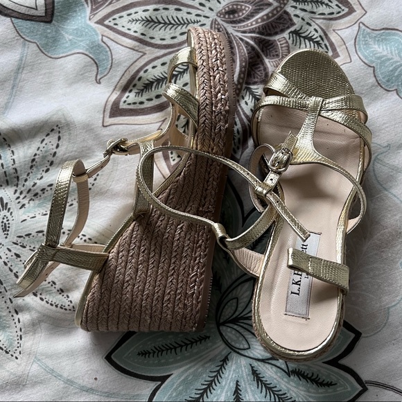 L.K. Bennett Gold Espadrille Platform size 37 - Picture 1 of 7